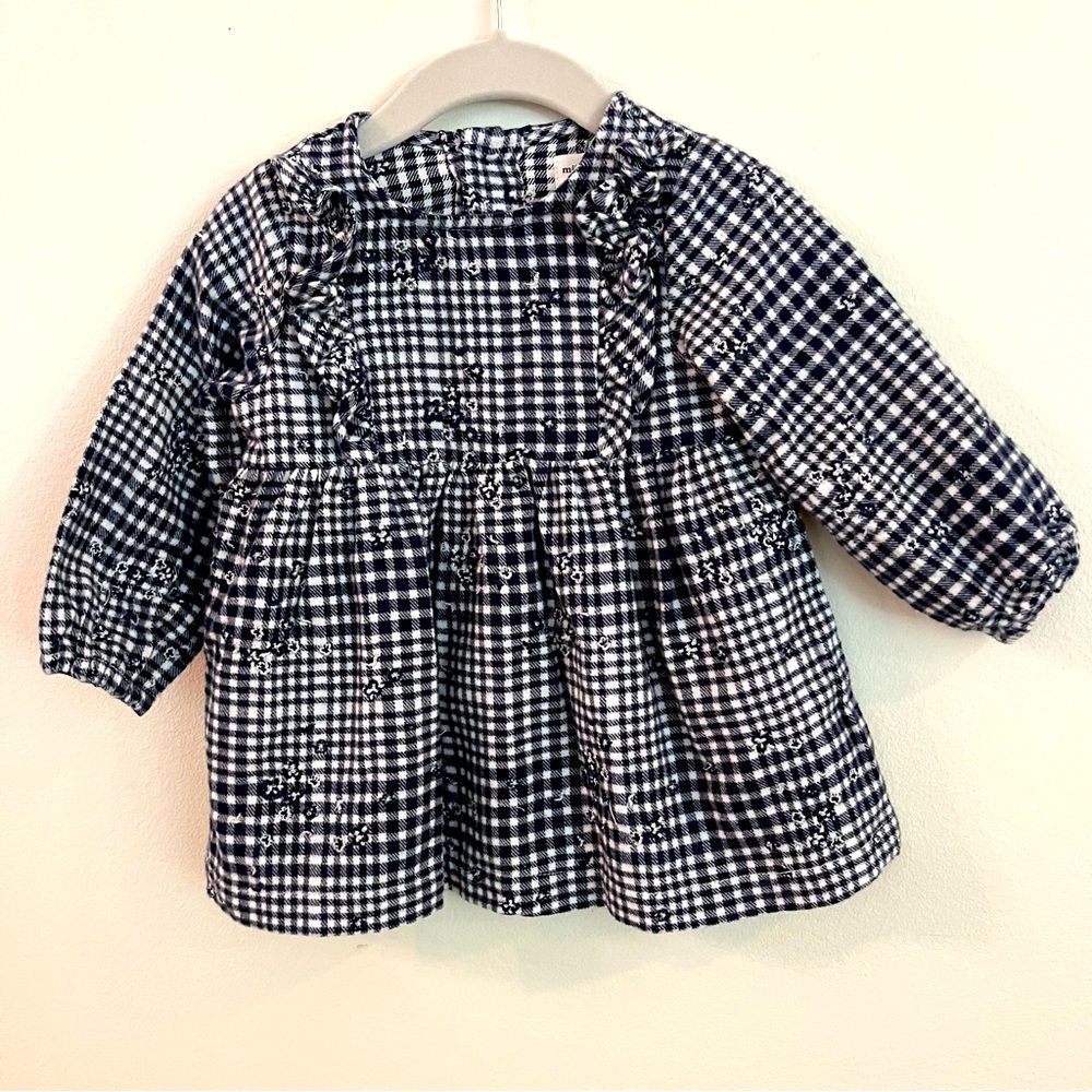 Miles the Label Girls' Flannel Navy and White Dress 9M